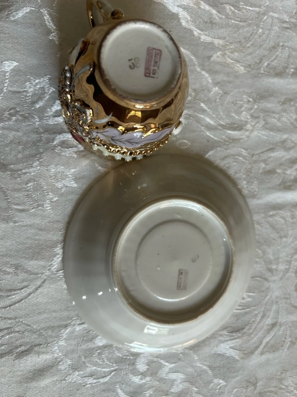Antique German Lusterware Tea Cup & Saucer